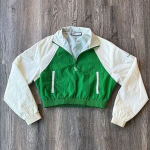 Recreational Habits Jacket Green and White Billie Quarter Zip Jacket Size Small